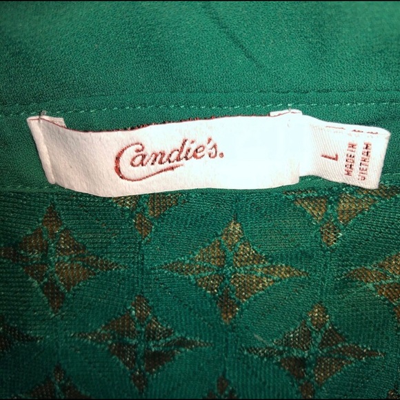 Candies Womens Blouse, Green Large - Picture 2 of 5